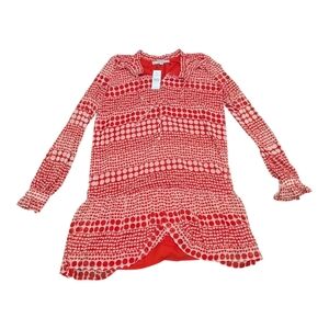 Loft Women's Red Ruffle Cuff Long Sleeve High Neck Flounce Dress XS New w/Tags